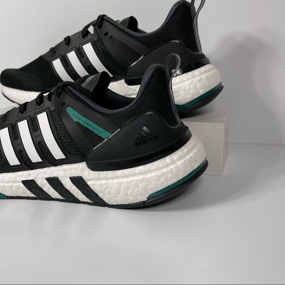ADIDAS EQUIPMENT PLUS BLACK WHITE GREEN MENS RUNNING SHOES SIZE 10 BOOST NEW - Picture 9 of 10